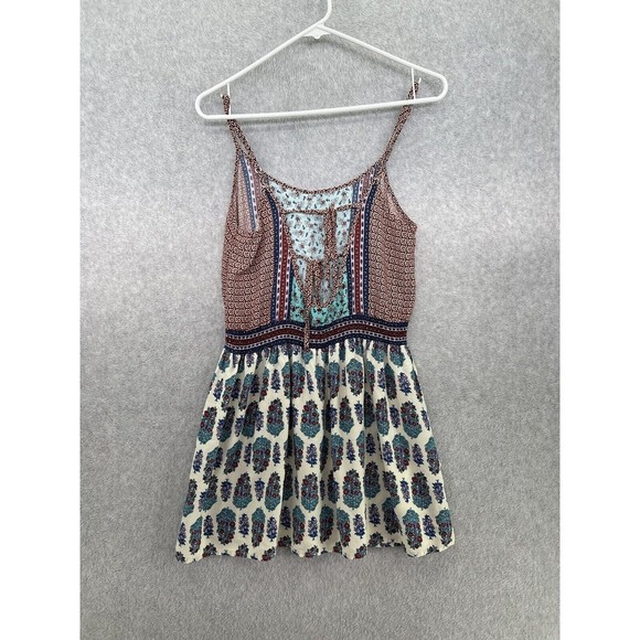 Lorimer NYC Women's Apron Dress Sleeveless Size Medium Pleated Patchwork Print - Picture 14 of 14